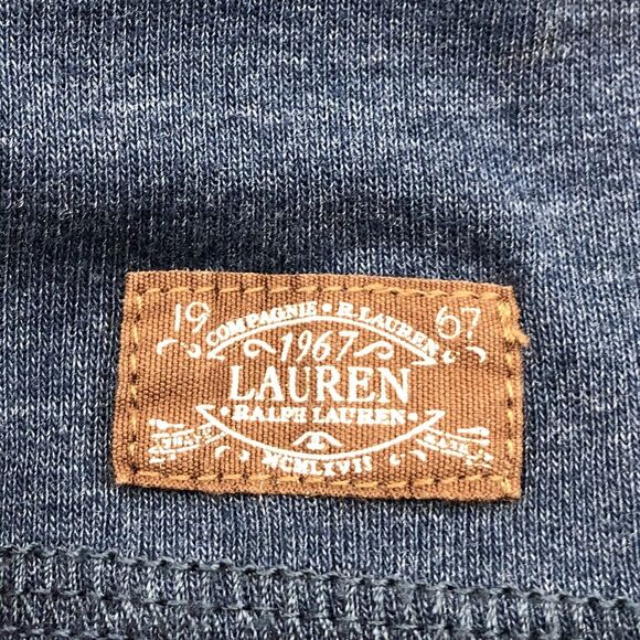 Lauren Ralph Lauren Womens Top Size Small Navy Suede Elbow Patch Zip Shoulder - Picture 6 of 14